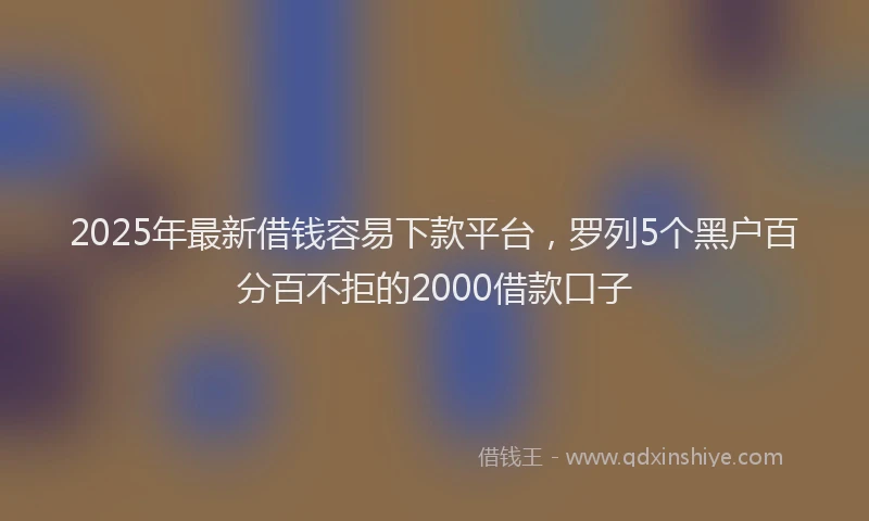 2025年最新借钱容易下款平台，罗列5个黑户百分百不拒的2000借款口子