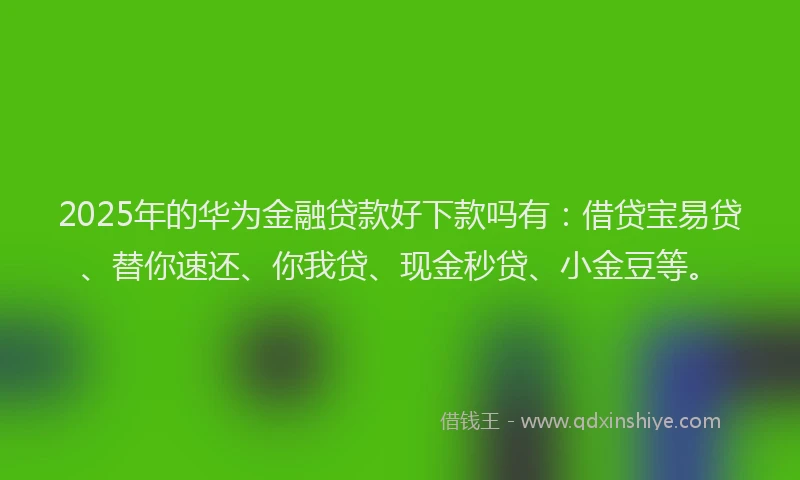 2025年的华为金融贷款好下款吗有：借贷宝易贷、替你速还、你我贷、现金秒贷、小金豆等。