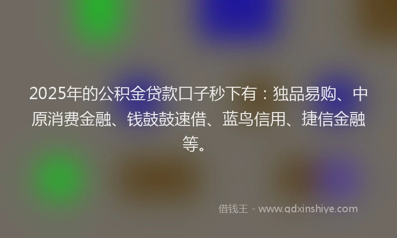 2025年的公积金贷款口子秒下有：独品易购、中原消费金融、钱鼓鼓速借、蓝鸟信用、捷信金融等。