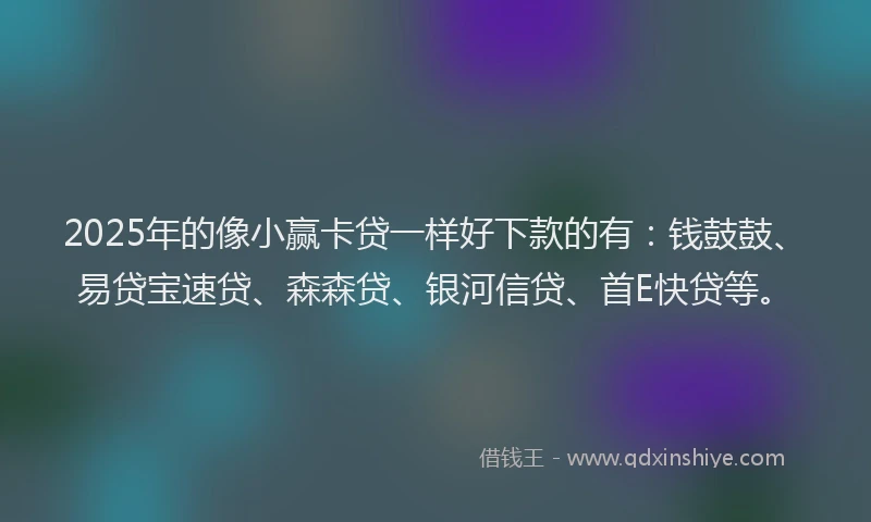2025年的像小赢卡贷一样好下款的有：钱鼓鼓、易贷宝速贷、森森贷、银河信贷、首E快贷等。