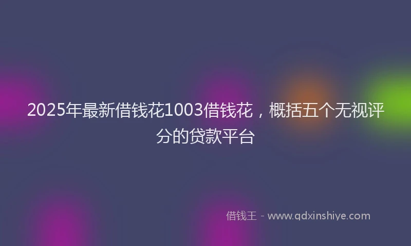 2025年最新借钱花1003借钱花，概括五个无视评分的贷款平台