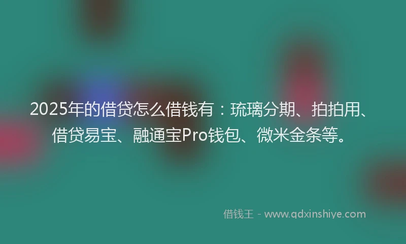 2025年的借贷怎么借钱有：琉璃分期、拍拍用、借贷易宝、融通宝Pro钱包、微米金条等。