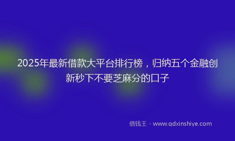 2025年最新借款大平台排行榜，归纳五个金融创新秒下不要芝麻分的口子
