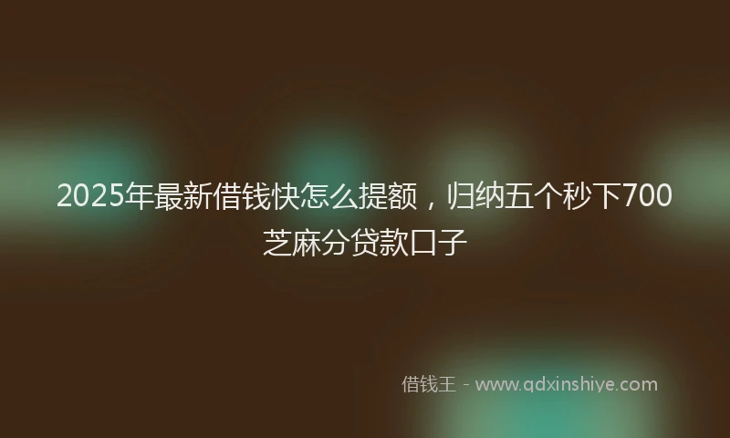 2025年最新借钱快怎么提额，归纳五个秒下700芝麻分贷款口子