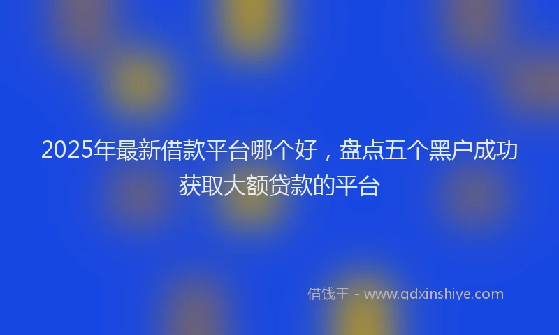 2025年最新借款平台哪个好，盘点五个黑户成功获取大额贷款的平台