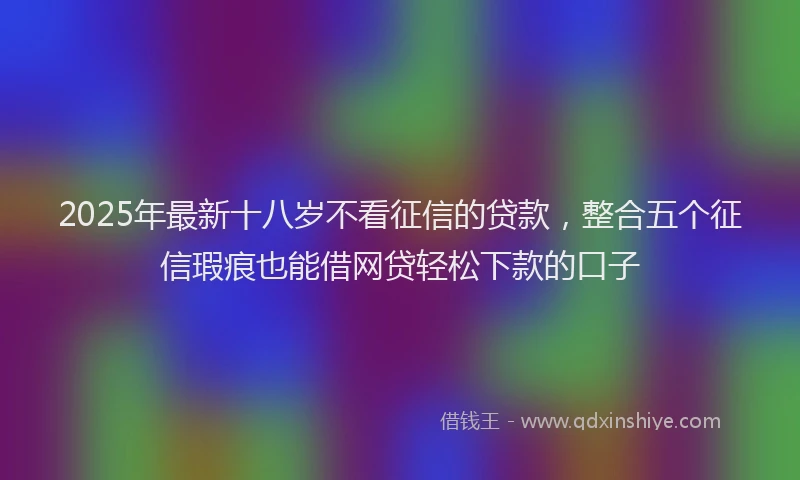 2025年最新十八岁不看征信的贷款，整合五个征信瑕疵也能借网贷轻松下款的口子