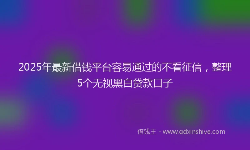 2025年最新借钱平台容易通过的不看征信，整理5个无视黑白贷款口子