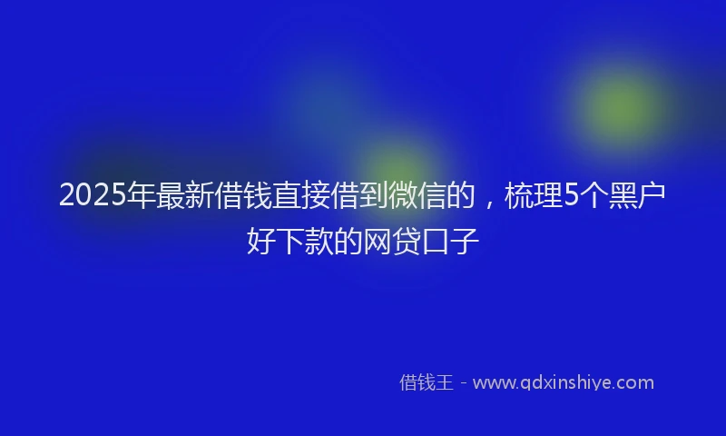 2025年最新借钱直接借到微信的，梳理5个黑户好下款的网贷口子