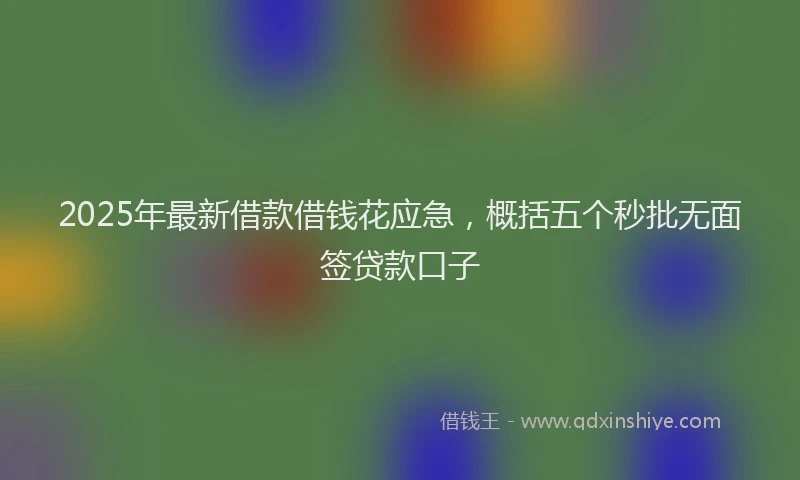 2025年最新借款借钱花应急，概括五个秒批无面签贷款口子