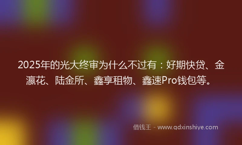 2025年的光大终审为什么不过有：好期快贷、金瀛花、陆金所、鑫享租物、鑫速Pro钱包等。