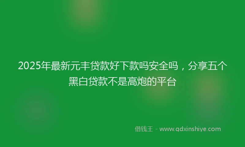 2025年最新元丰贷款好下款吗安全吗，分享五个黑白贷款不是高炮的平台