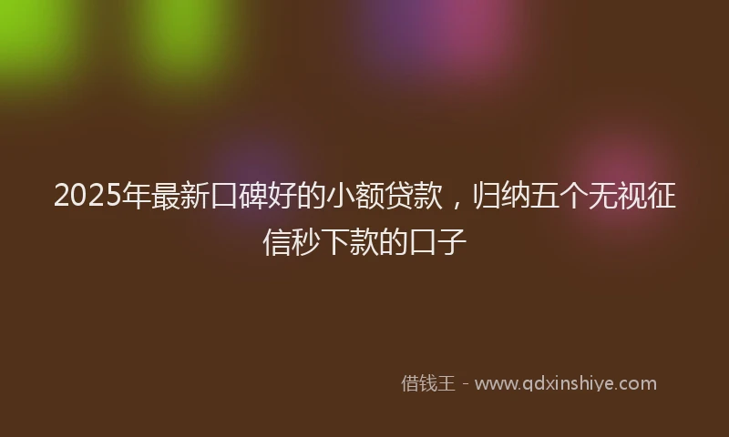 2025年最新口碑好的小额贷款，归纳五个无视征信秒下款的口子