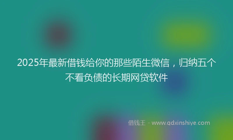 2025年最新借钱给你的那些陌生微信，归纳五个不看负债的长期网贷软件
