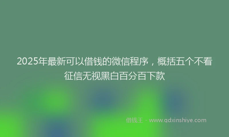 2025年最新可以借钱的微信程序，概括五个不看征信无视黑白百分百下款