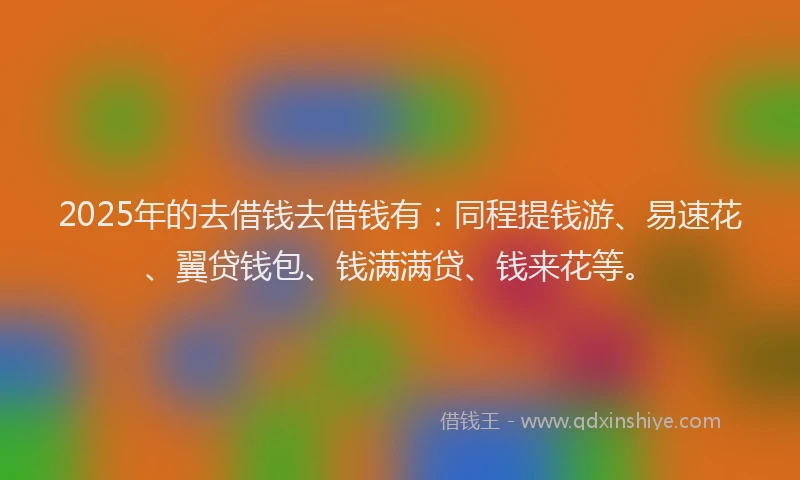 2025年的去借钱去借钱有：同程提钱游、易速花、翼贷钱包、钱满满贷、钱来花等。