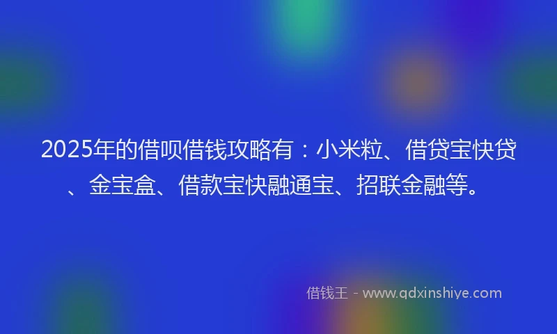 2025年的借呗借钱攻略有：小米粒、借贷宝快贷、金宝盒、借款宝快融通宝、招联金融等。