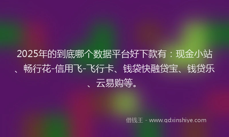 2025年的到底哪个数据平台好下款有：现金小站、畅行花-信用飞-飞行卡、钱袋快融贷宝、钱贷乐、云易购等。