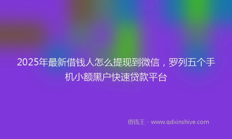 2025年最新借钱人怎么提现到微信，罗列五个手机小额黑户快速贷款平台