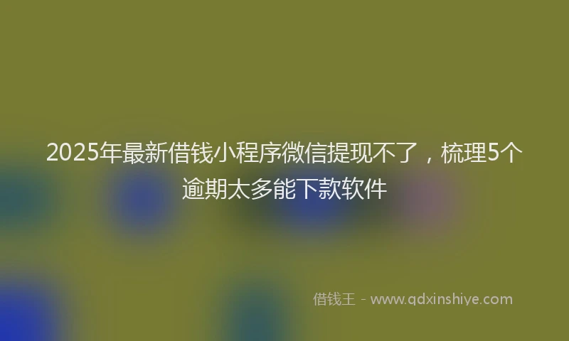 2025年最新借钱小程序微信提现不了，梳理5个逾期太多能下款软件