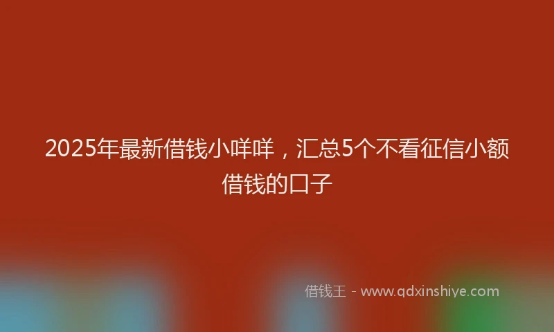 2025年最新借钱小咩咩，汇总5个不看征信小额借钱的口子