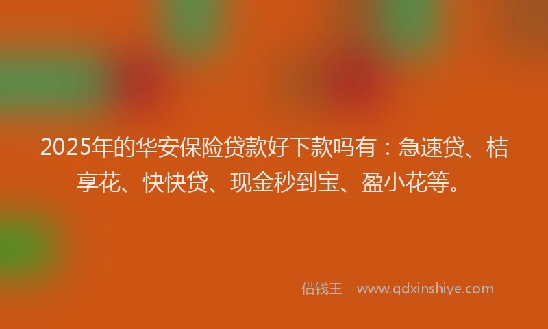 2025年的华安保险贷款好下款吗有：急速贷、桔享花、快快贷、现金秒到宝、盈小花等。