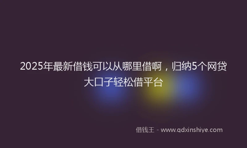 2025年最新借钱可以从哪里借啊，归纳5个网贷大口子轻松借平台
