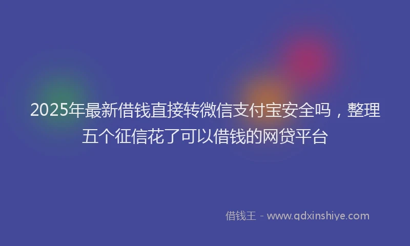 2025年最新借钱直接转微信支付宝安全吗，整理五个征信花了可以借钱的网贷平台