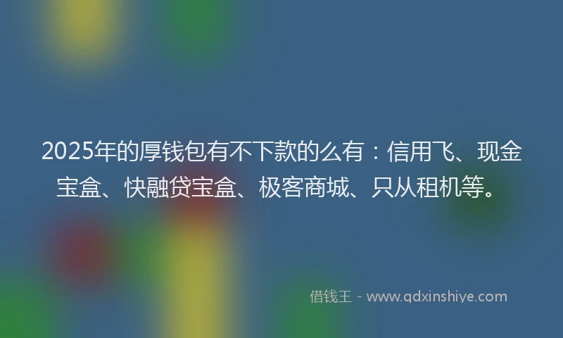 2025年的厚钱包有不下款的么有：信用飞、现金宝盒、快融贷宝盒、极客商城、只从租机等。