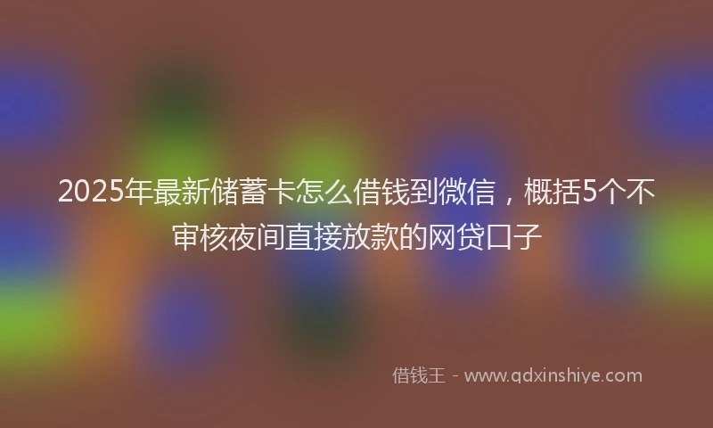 2025年最新储蓄卡怎么借钱到微信，概括5个不审核夜间直接放款的网贷口子