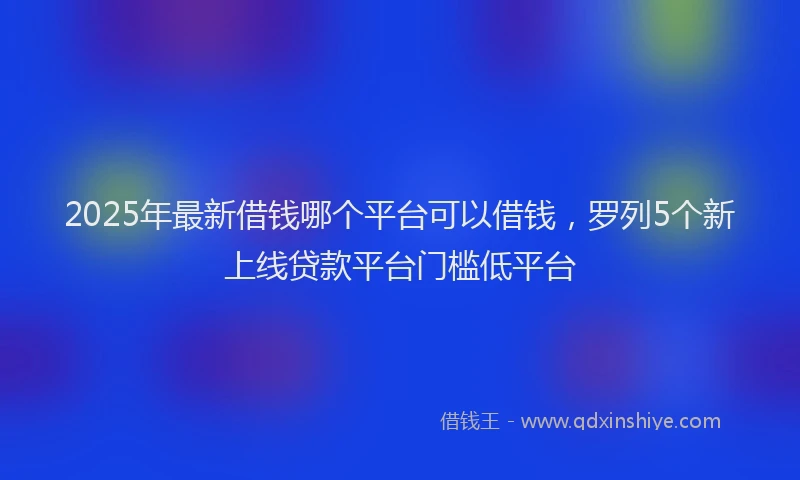 2025年最新借钱哪个平台可以借钱，罗列5个新上线贷款平台门槛低平台