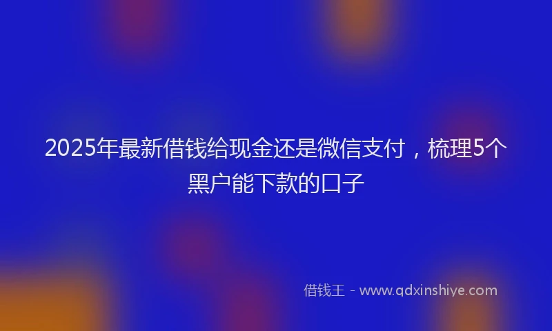 2025年最新借钱给现金还是微信支付，梳理5个黑户能下款的口子
