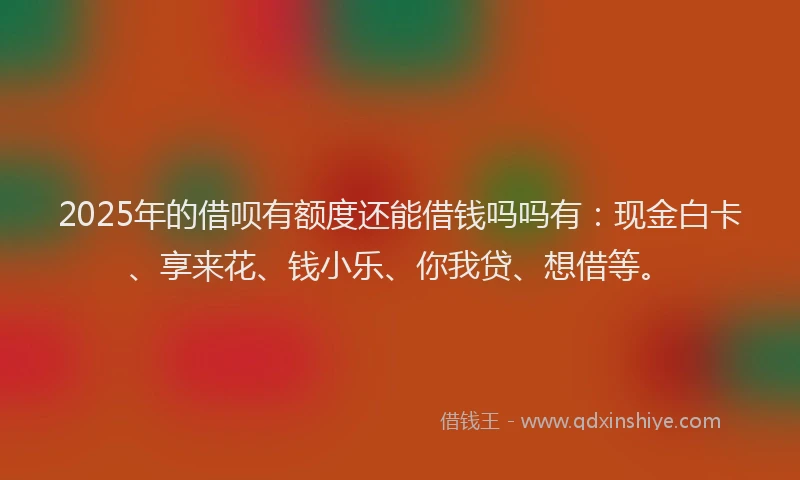 2025年的借呗有额度还能借钱吗吗有：现金白卡、享来花、钱小乐、你我贷、想借等。