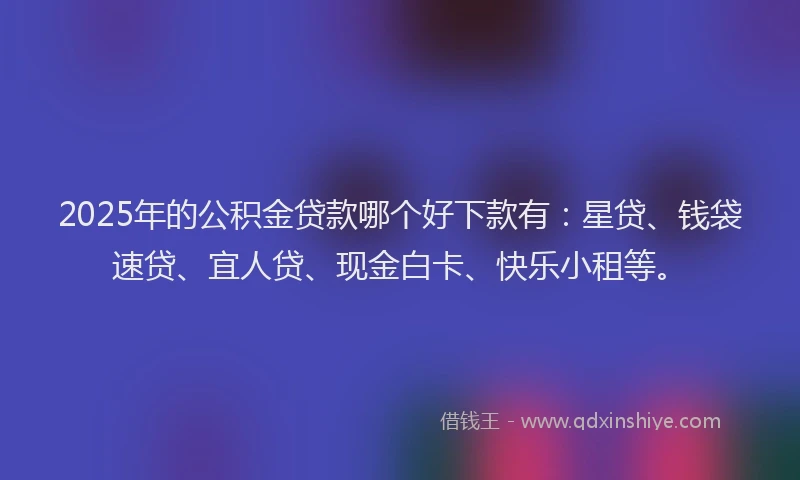 2025年的公积金贷款哪个好下款有：星贷、钱袋速贷、宜人贷、现金白卡、快乐小租等。