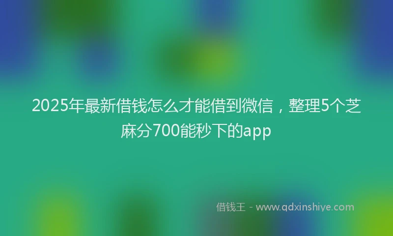 2025年最新借钱怎么才能借到微信，整理5个芝麻分700能秒下的app