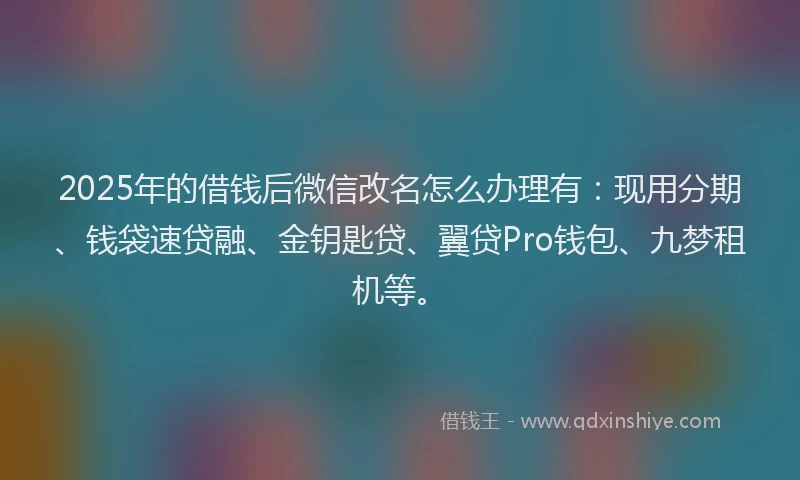 2025年的借钱后微信改名怎么办理有：现用分期、钱袋速贷融、金钥匙贷、翼贷Pro钱包、九梦租机等。