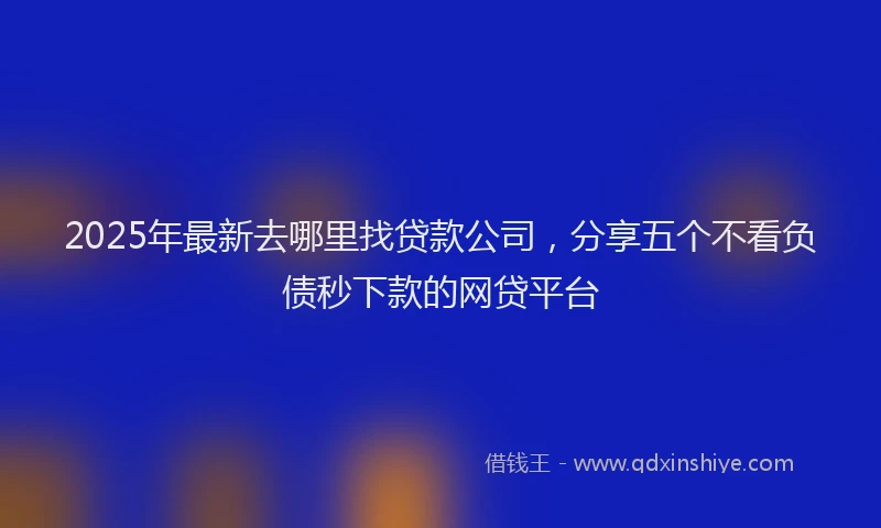 2025年最新去哪里找贷款公司，分享五个不看负债秒下款的网贷平台