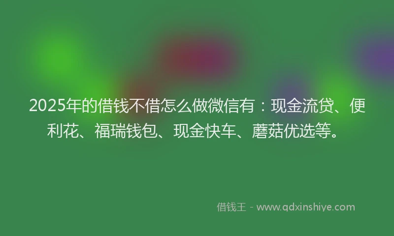 2025年的借钱不借怎么做微信有：现金流贷、便利花、福瑞钱包、现金快车、蘑菇优选等。