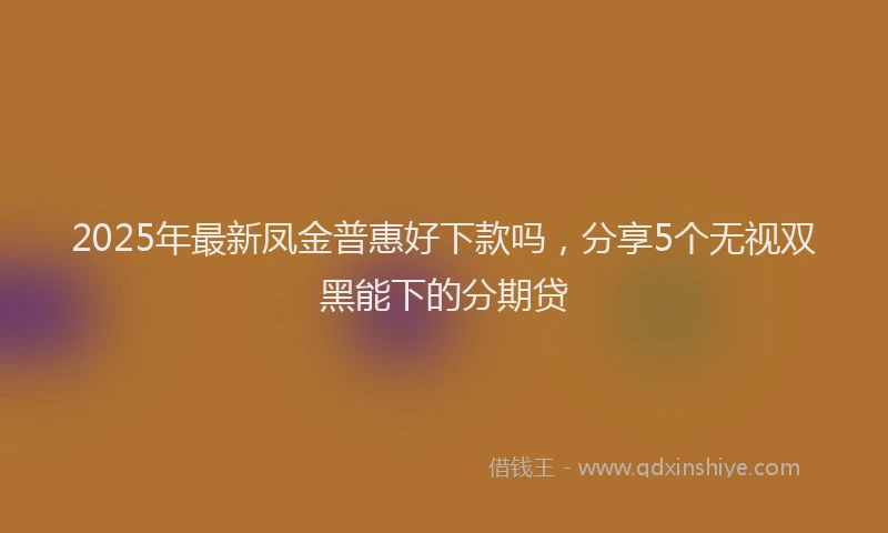 2025年最新凤金普惠好下款吗，分享5个无视双黑能下的分期贷