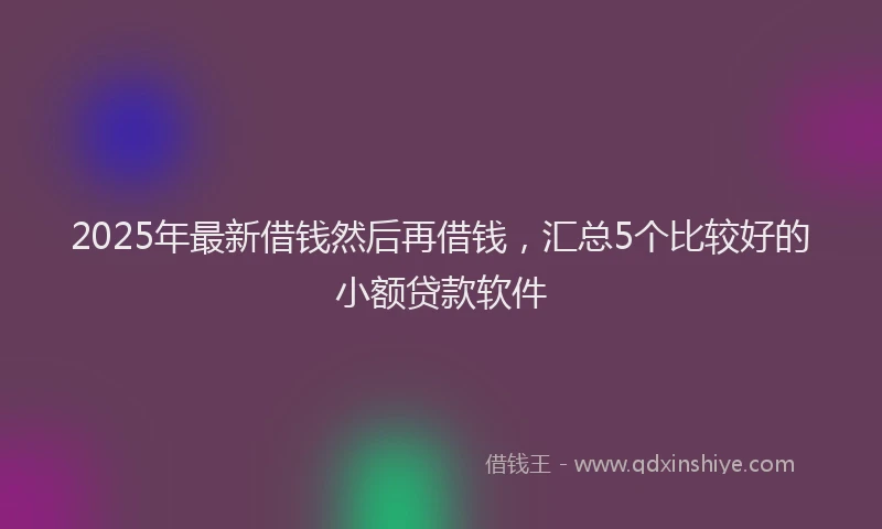 2025年最新借钱然后再借钱，汇总5个比较好的小额贷款软件