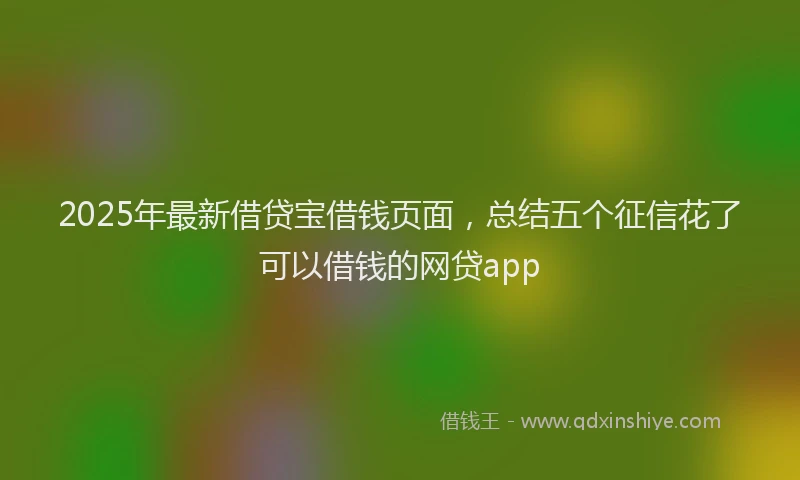 2025年最新借贷宝借钱页面，总结五个征信花了可以借钱的网贷app