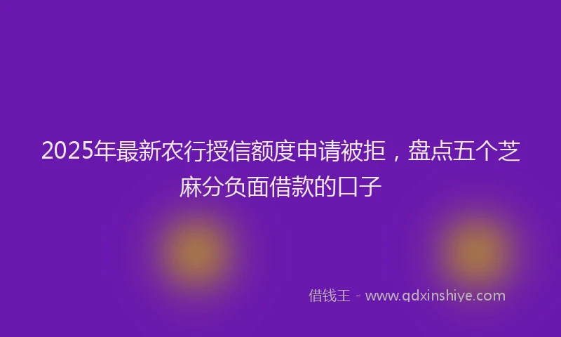 2025年最新农行授信额度申请被拒，盘点五个芝麻分负面借款的口子