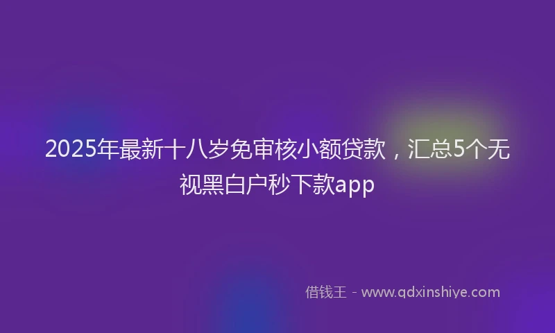 2025年最新十八岁免审核小额贷款，汇总5个无视黑白户秒下款app