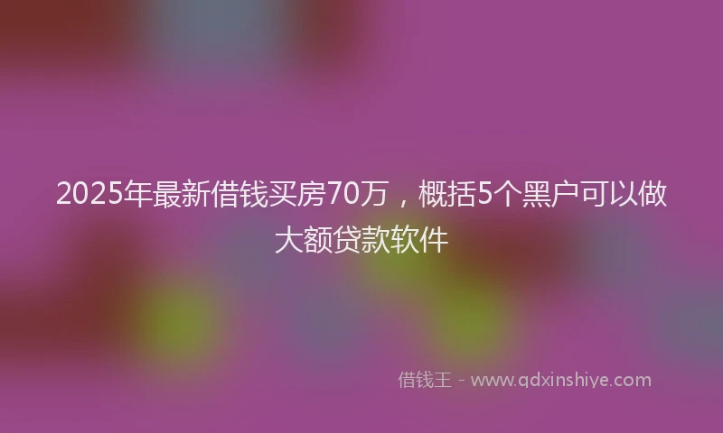 2025年最新借钱买房70万，概括5个黑户可以做大额贷款软件