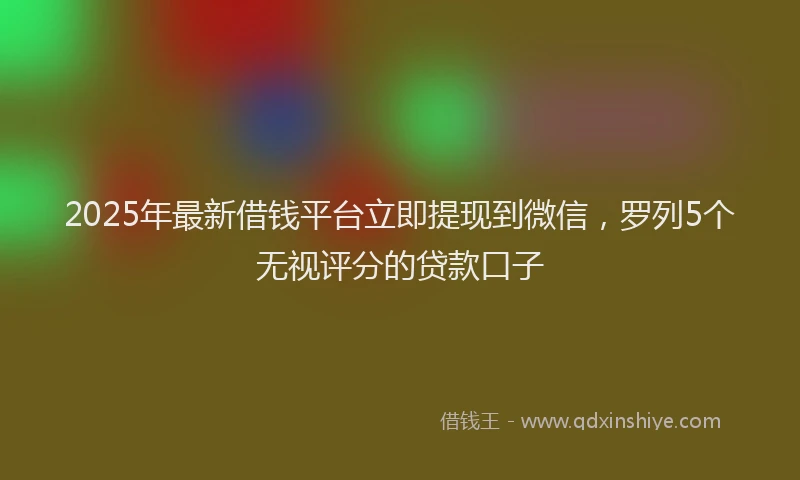 2025年最新借钱平台立即提现到微信，罗列5个无视评分的贷款口子