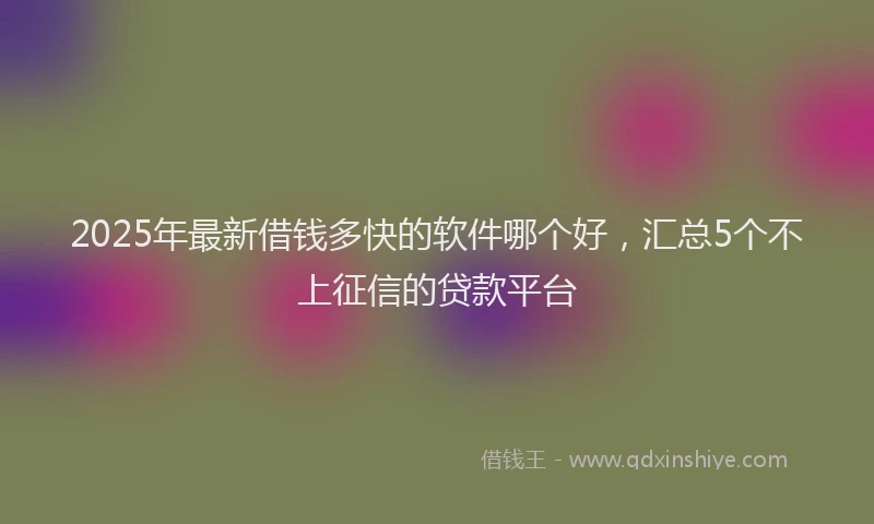 2025年最新借钱多快的软件哪个好，汇总5个不上征信的贷款平台