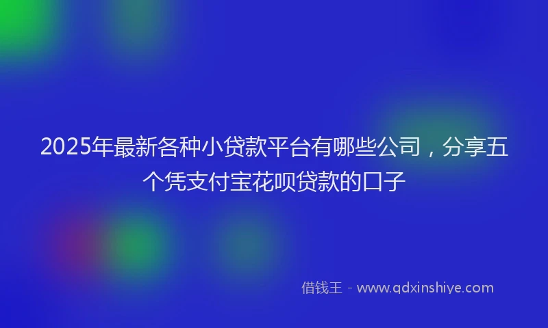 2025年最新各种小贷款平台有哪些公司，分享五个凭支付宝花呗贷款的口子
