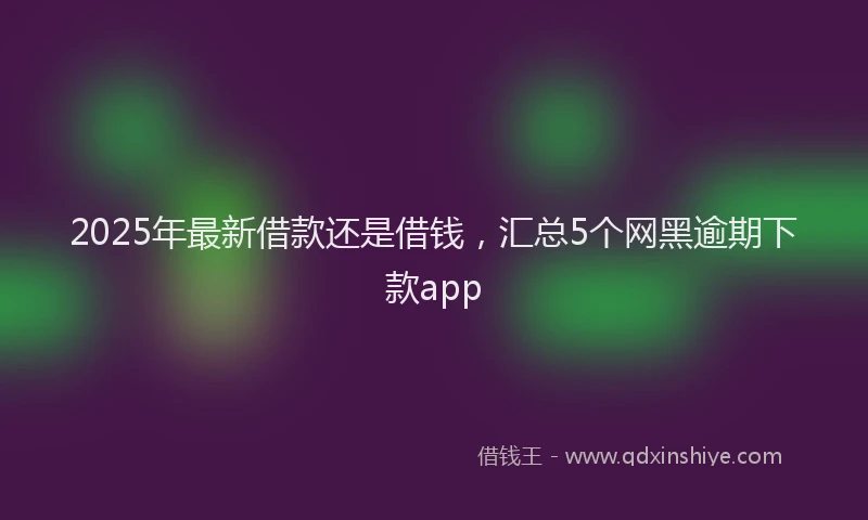 2025年最新借款还是借钱，汇总5个网黑逾期下款app