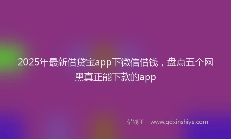 2025年最新借贷宝app下微信借钱，盘点五个网黑真正能下款的app