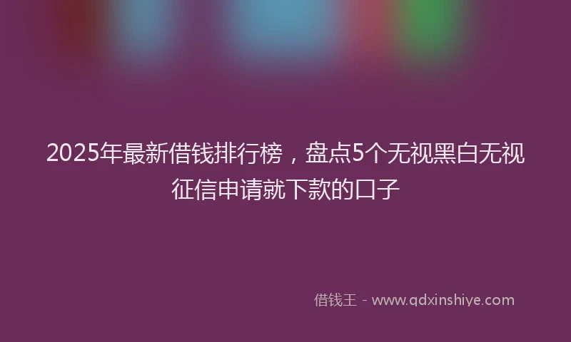 2025年最新借钱排行榜，盘点5个无视黑白无视征信申请就下款的口子