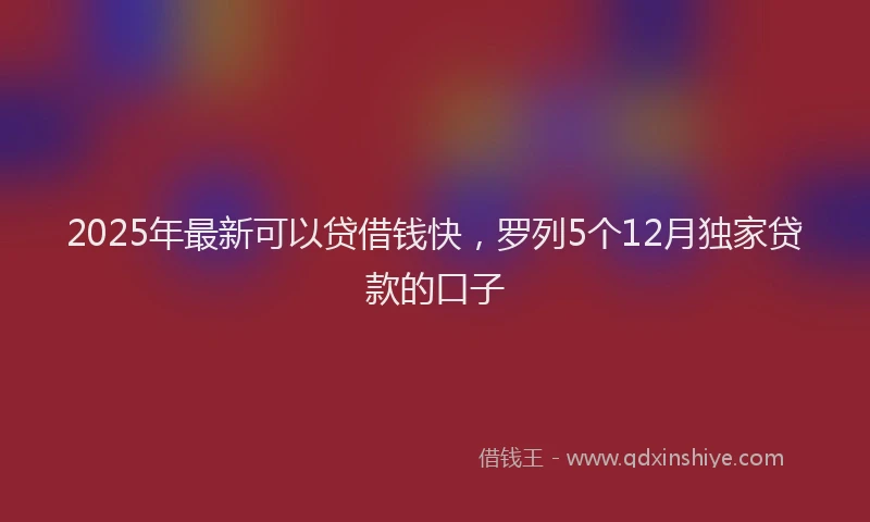 2025年最新可以贷借钱快，罗列5个12月独家贷款的口子